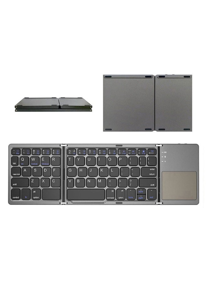 Seayoo Mini Folding Wireless Keyboard Bluetooth Portable Universal Foldable Touchpad for Android iOS Tablet Rechargeable Slim Lightweight Security Lock Screen for Travel Office Home - Image 1