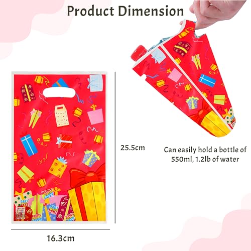 Wobbox Guddy Bags - Kids Birthday Party Favor Bags, Goody Bag for Return Gifts, Colorful Small Reusable Gift Wrapping Bag for Kids (10Pcs) (Red) - Image 3