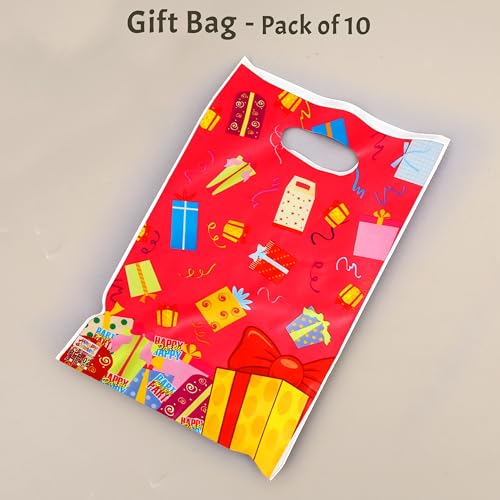 Wobbox Guddy Bags - Kids Birthday Party Favor Bags, Goody Bag for Return Gifts, Colorful Small Reusable Gift Wrapping Bag for Kids (10Pcs) (Red) - Image 2