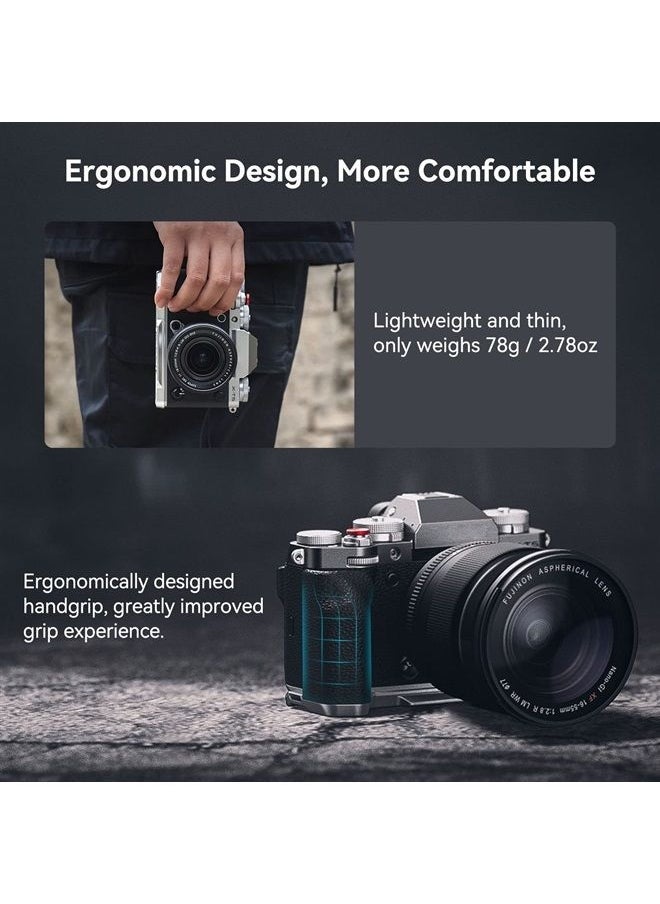 SMALLRIG - SmallRig X-T5 Handgrip L-Shape Grip for FUJIFILM X-T5 Camera, Built-in Quick Release Plate for Arca, Silicone Side Handle, Shutter Button, Lightweight and Comfort （Sliver） - 4136 - Image 1