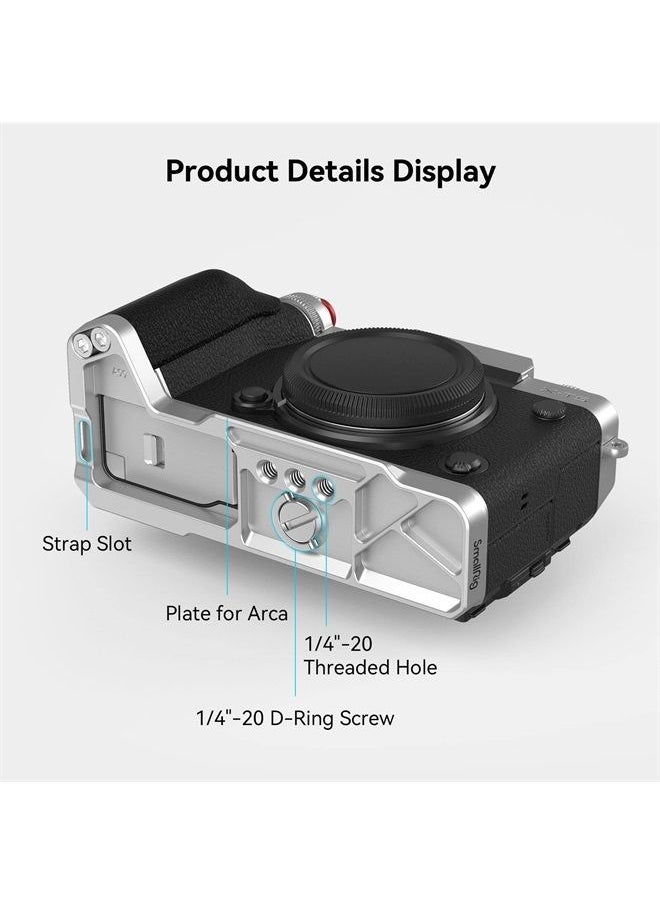 SMALLRIG - SmallRig X-T5 Handgrip L-Shape Grip for FUJIFILM X-T5 Camera, Built-in Quick Release Plate for Arca, Silicone Side Handle, Shutter Button, Lightweight and Comfort （Sliver） - 4136 - Image 1