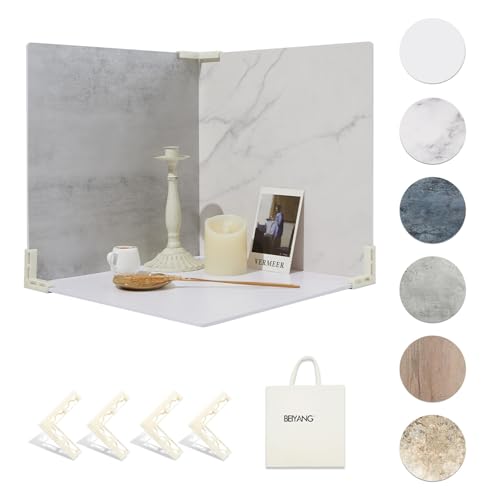 BEIYANG 5 PCS Boards Photo Backdrop for Flat Lay, Food Photography Background 16x16 Inch, BEIYANG - Image 1