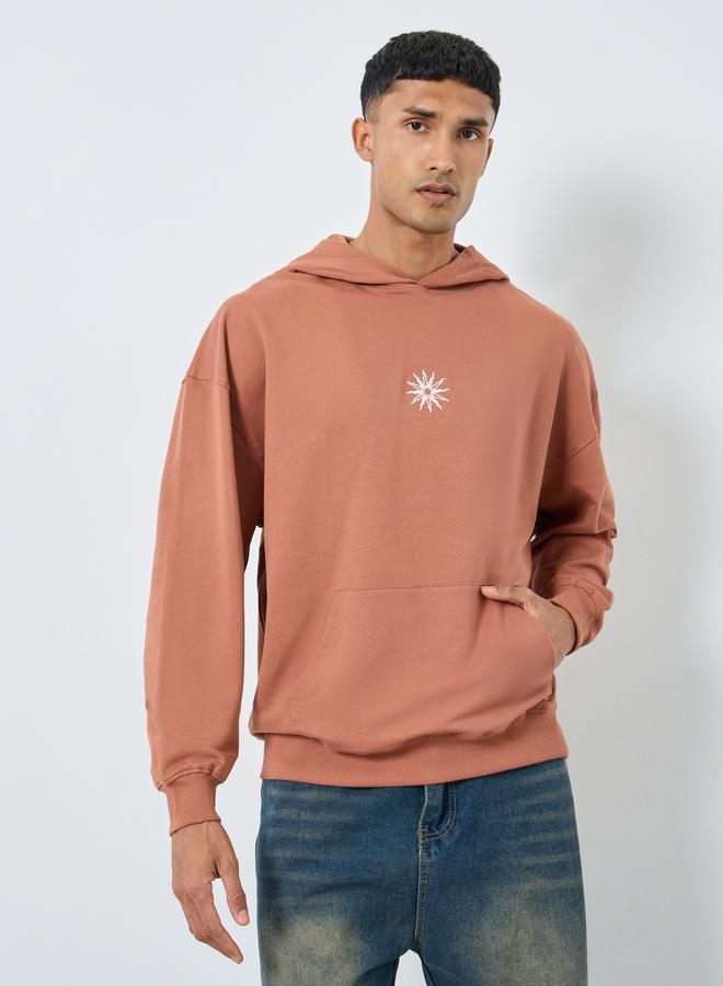 Styli Coffee Brown Embroidered Hoodie - Image 1