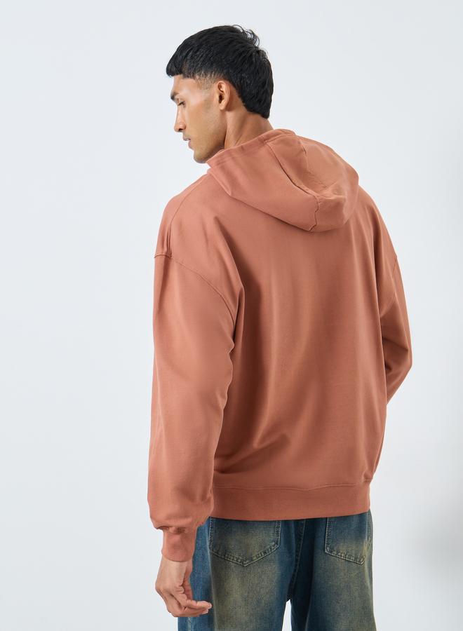 Styli Coffee Brown Embroidered Hoodie - Image 4