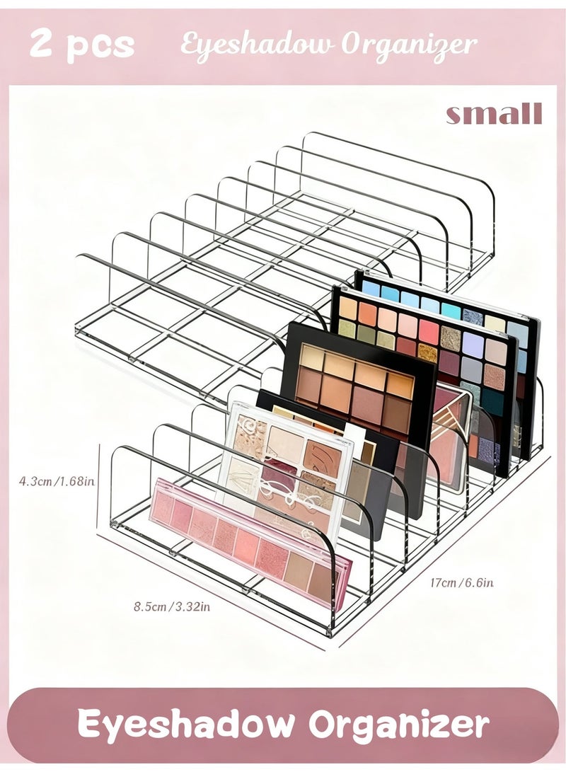 BEUTPATER 2-Pieces Makeup Organizer, Eyeshadow Storage Holder, Acrylic Cosmetic Organizer for Bathroom Countertops, Cabinets, 7 Sections (Clear) - Image 1