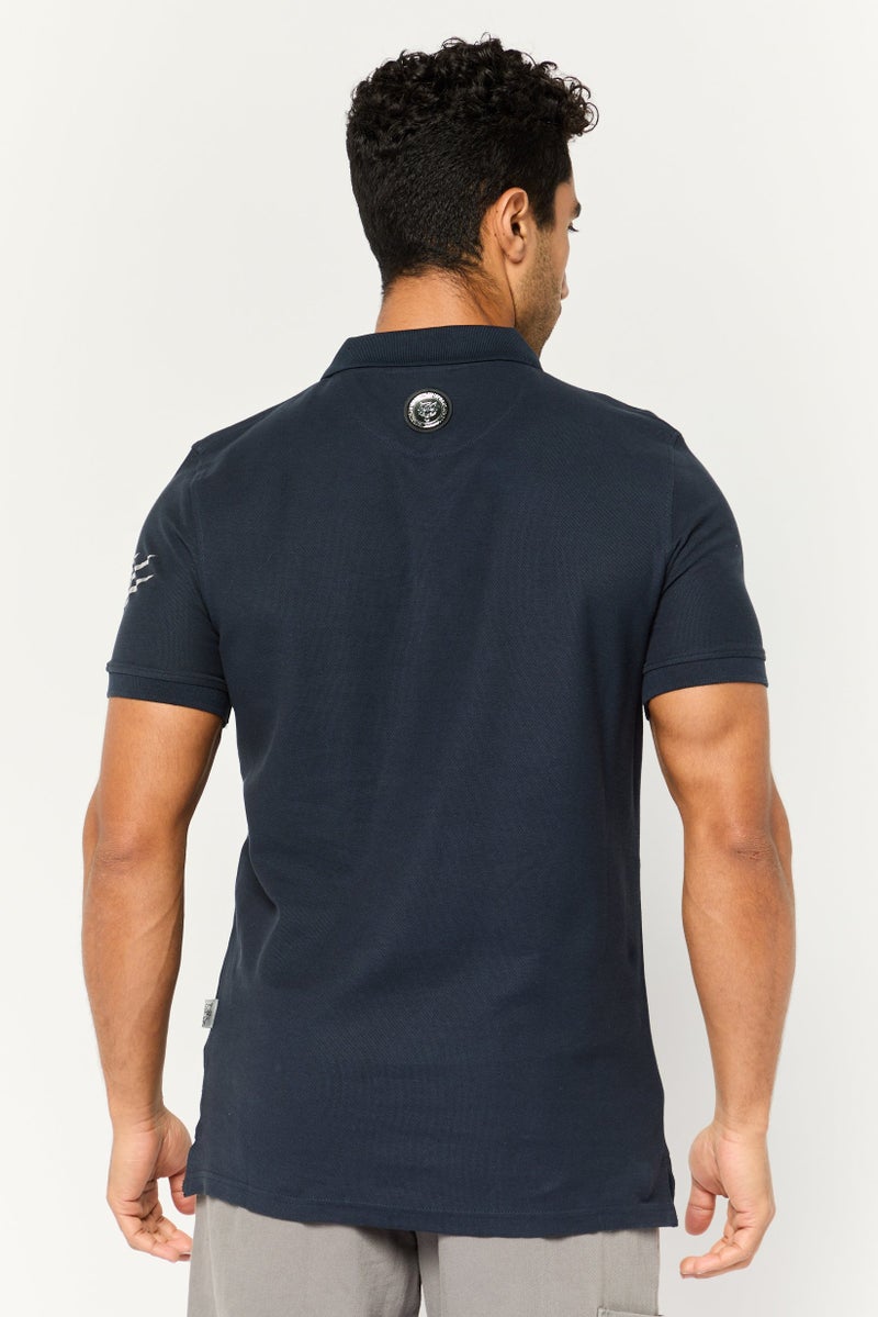 PHILIPP PLEIN Plein Sport Men Sportswear Fit Short Sleeve Outdoor Polo Shirt, Navy - Image 4