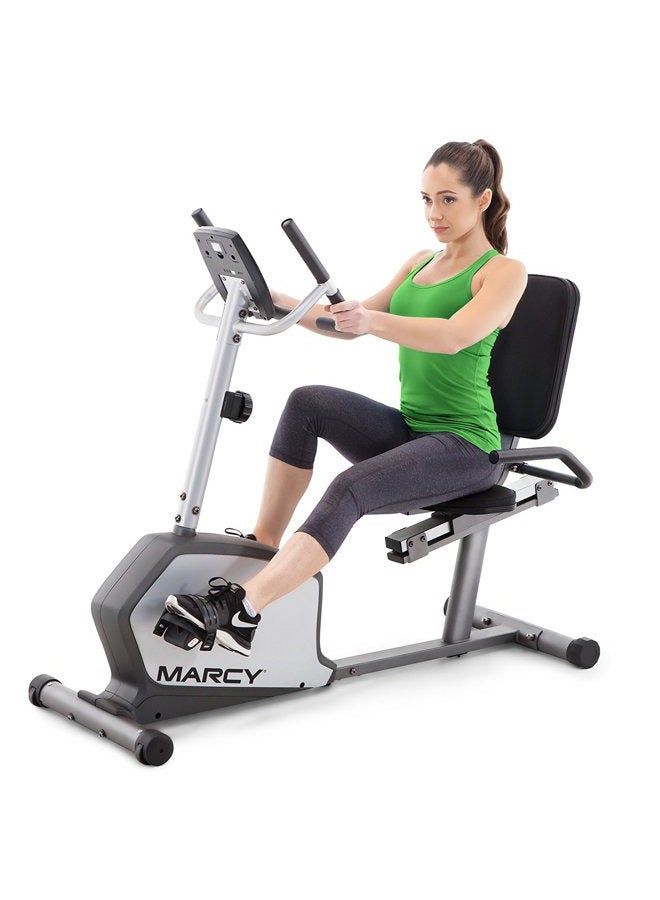 Marcy Recumbent Exercise Bike with Adjustable Seat and 8 Resistance Levels, 300 Pound Capacity NS-1201R - Image 1