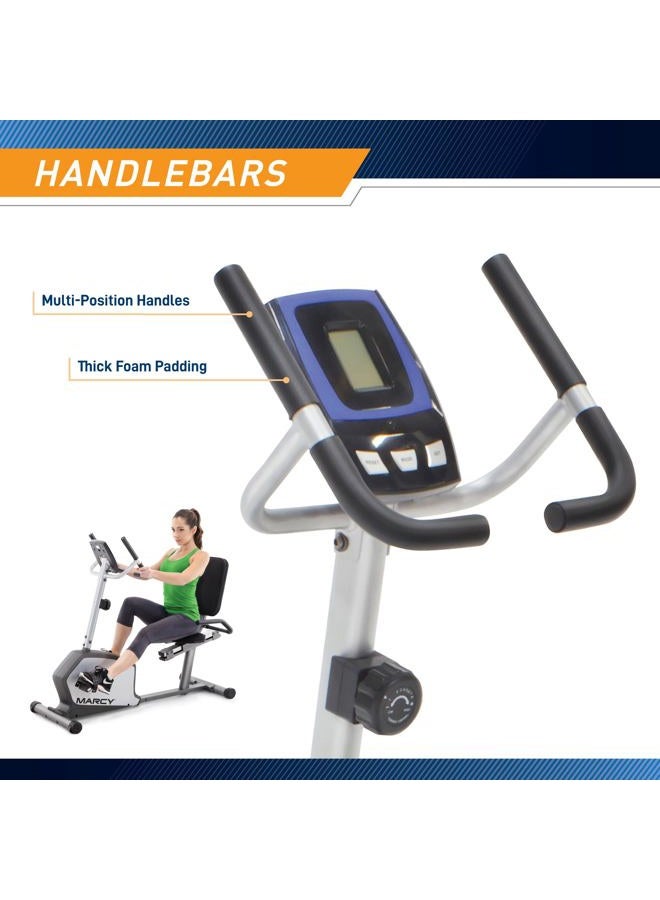 Marcy Recumbent Exercise Bike with Adjustable Seat and 8 Resistance Levels, 300 Pound Capacity NS-1201R - Image 4