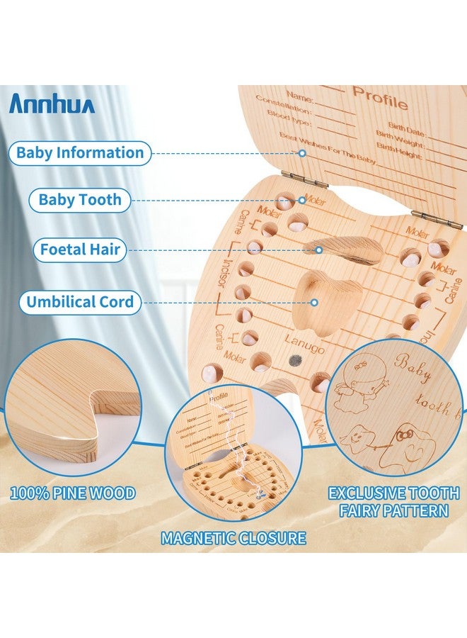 Annhua Tooth Fairy Box Baby Tooth Box for Girls, Tooth Holders for Kids Keepsake Umbilical Cord Keepsake Box - Storing 20 Shed Milk Teeth, Fetal Hair and Recording Baby Information - Image 2