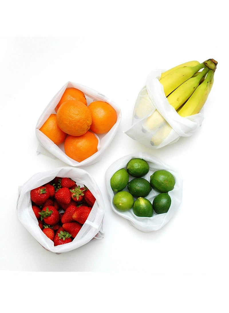 Loquat Reusable Produce Bags Washable Mesh Bags for Fruits Vegetables Storage，Eco Friendly Net Bags 5 Pack - Image 4