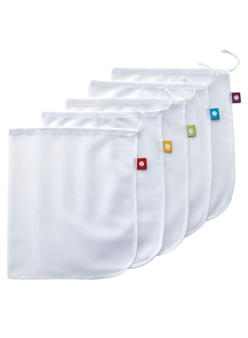 Loquat Reusable Produce Bags Washable Mesh Bags for Fruits Vegetables Storage，Eco Friendly Net Bags 5 Pack - Image 1