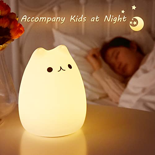 ZKLiLi Remote Cat Night Light, Cute Nursery Lights USB Rechargeable Cat Lamp Nightlight Birthday Christmas Gift with Warm White and 7-Color Breathing Modes for Kids Baby Children (Remote Control) - Image 4