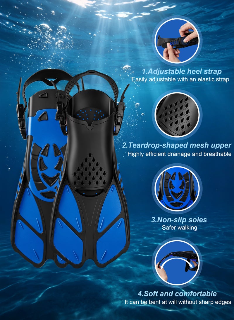 Necomi Snorkelling Fins, Compact, Travel-Friendly Short Fins, Come With a Storage Strap, Adjustable Swimming Fins, Flexible Open-Toe Design, Lightweight Diving Fins, Suitable For Snorkelling And Swimming, Suitable For Adults, Unisex(Black) - Image 2