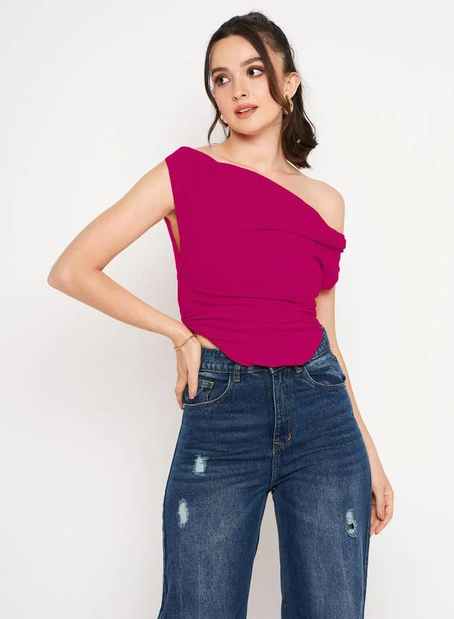 Uptownie Burgundy Stretchable Fitted Crop Top