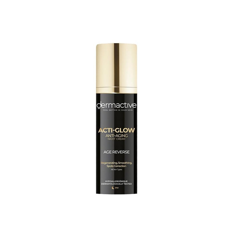 DERMACTIVE Acti Glow Night Cream 50 ml | Anti-Aging Moisturizer with Peptides, Hyaluronic Acid & Vitamin C – Restores & Brightens Skin Overnight