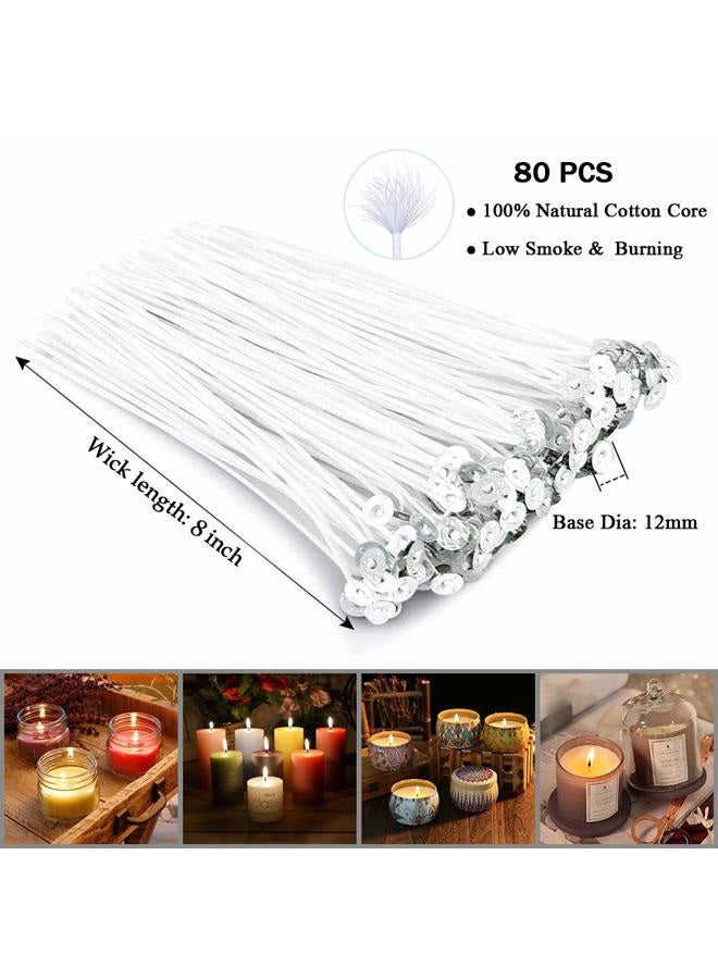 ANTUNIHOD Bulk Candle Wicks 80 Pcs 8 inch with 60Pcs Candle Wick Stickers, 5Pcs Wooden Candle Wick Centering Device and 20 Pcs Metal tabs for Soy Beeswax Candle Making - Image 3