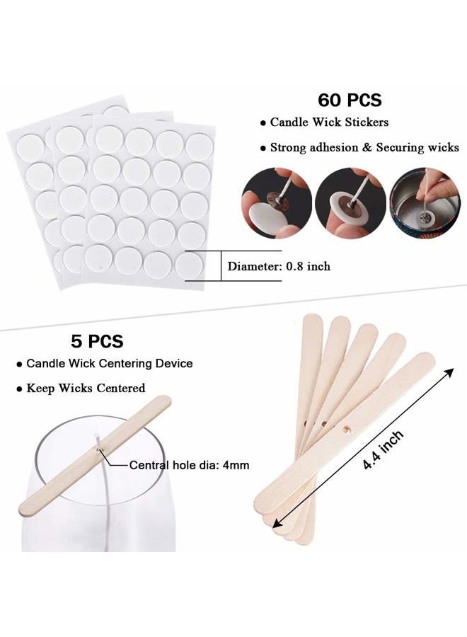 ANTUNIHOD Bulk Candle Wicks 80 Pcs 8 inch with 60Pcs Candle Wick Stickers, 5Pcs Wooden Candle Wick Centering Device and 20 Pcs Metal tabs for Soy Beeswax Candle Making - Image 4