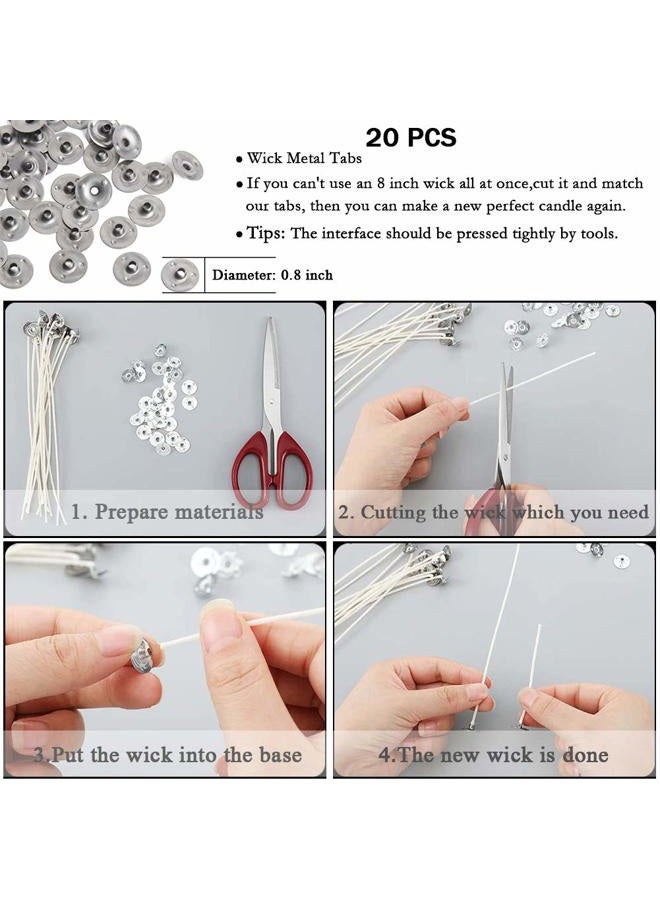 ANTUNIHOD Bulk Candle Wicks 80 Pcs 8 inch with 60Pcs Candle Wick Stickers, 5Pcs Wooden Candle Wick Centering Device and 20 Pcs Metal tabs for Soy Beeswax Candle Making - Image 5