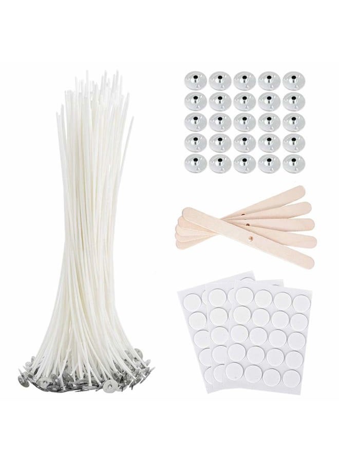ANTUNIHOD Bulk Candle Wicks 80 Pcs 8 inch with 60Pcs Candle Wick Stickers, 5Pcs Wooden Candle Wick Centering Device and 20 Pcs Metal tabs for Soy Beeswax Candle Making - Image 2