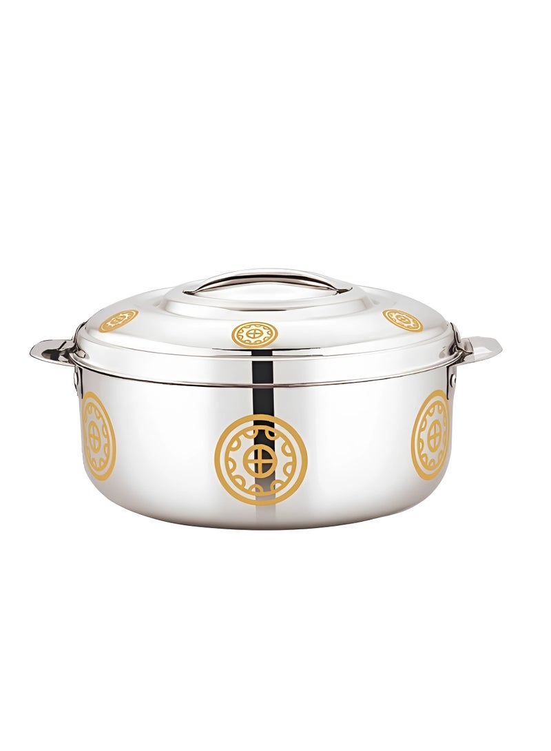 Stride 10000ML Stainless Steel Insulated Hotpot Food Warmer Casserole Dish with Gold Patterns Large Thermal Serving Container for Catering Parties Family Dinners and Holiday Gatherings - Image 1