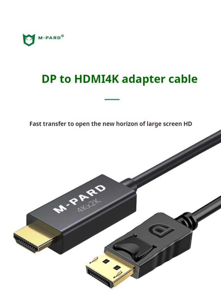 M-PARD DPtoHDMI cable 4K@2K Public to Public DisplayPort to HDMI Video Cable DP to HDMI Monitor Compatible Laptop TV Monitor Projector -1.8M Black