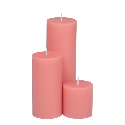PROSPERRO LUMO by Parkash Candles Unscented Pillar Candles Set of 3 || 2x2, 2x4, 2x6 Inches || Paraffin Wax Candles || Home Decor (Pink) - Image 5