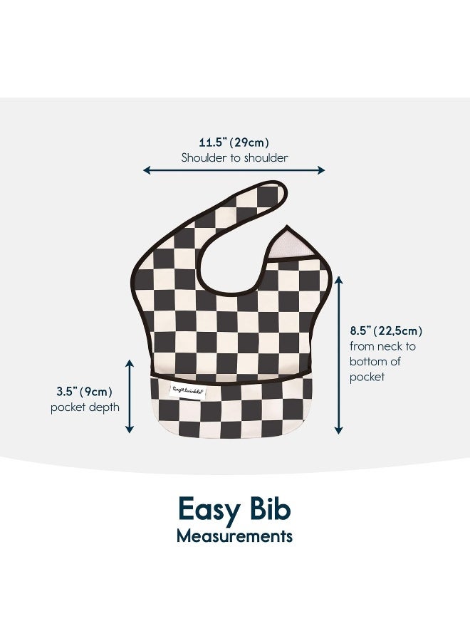 Tiny Twinkle Tiny Twinkle Mess-Proof Baby Bib - Waterproof Bib for Baby Boy or Girl - Machine Washable - Adjustable Closure - PVC, BPA, & Phthalate Free - Great for Travel - Baby Food Bibs (3 Pack, Checkers Boy)  - Image 5