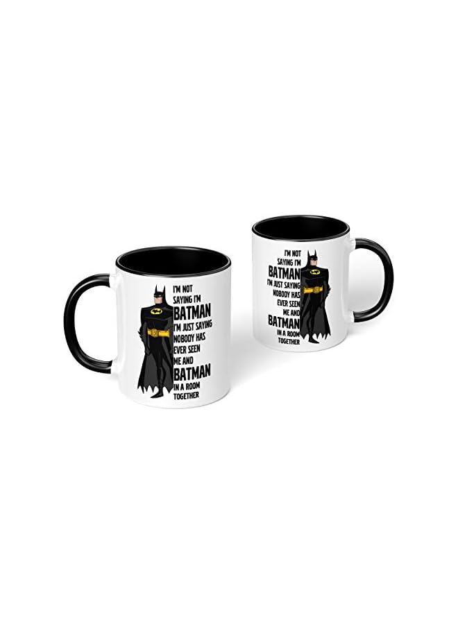 S-TOP 1 Mug - "I am Batman!" Funny Quote - Perfect for your cuppa Coffee, Tea, Karak, Milk, Cocoa or whatever Hot or Cold Beverage you Drink! - 11 Oz - Black Handle & Inside Colour - Image 3
