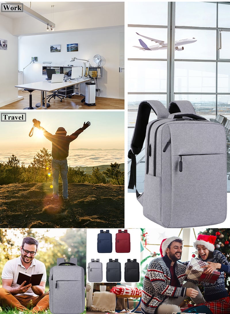 TokFaa Laptop Backpack Business Travel Water Resistant Work Backpack with USB Charging Port Durable College School Computer Bag Bookbag for Men & Women Fits 17 Inch Notebook(Grey) - Image 4