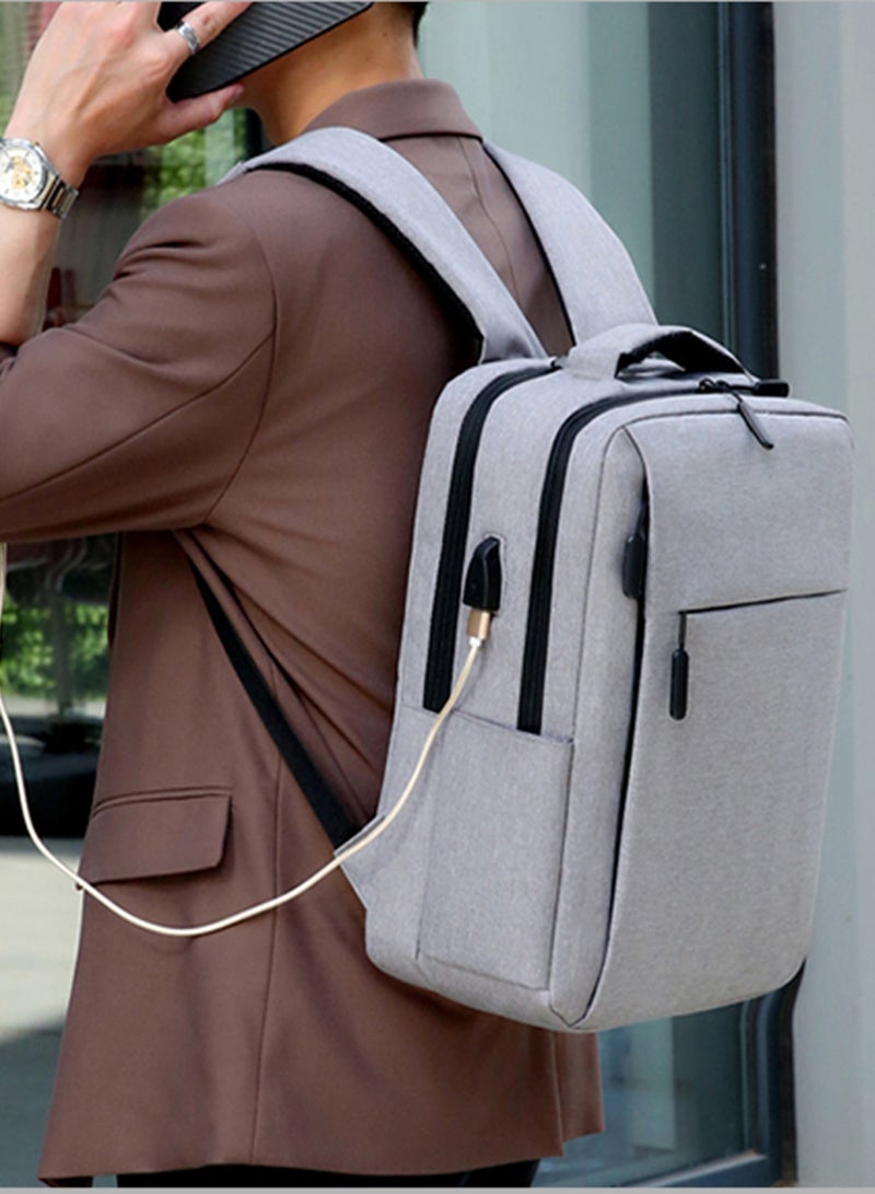 TokFaa Laptop Backpack Business Travel Water Resistant Work Backpack with USB Charging Port Durable College School Computer Bag Bookbag for Men & Women Fits 17 Inch Notebook(Grey) - Image 5