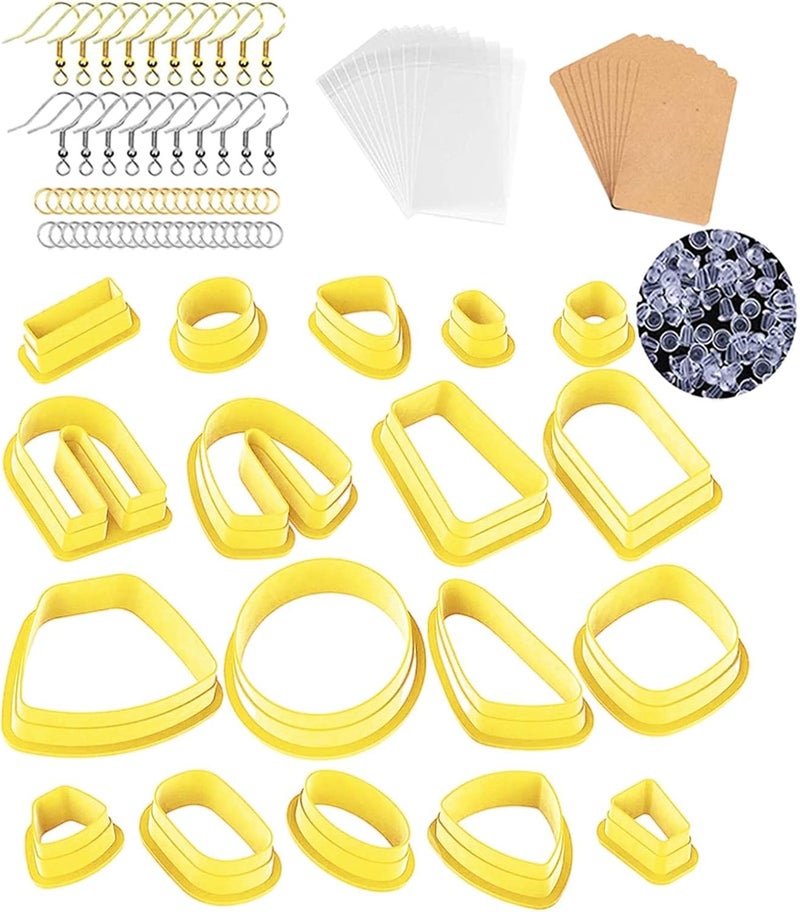 كلاراكو مجموعة قواطع طين البوليمر، 18 قاطعة طين لصنع مجوهرات طين البوليمر، قواطع أقراط من طين البلاستيك، أصفر - Image 5