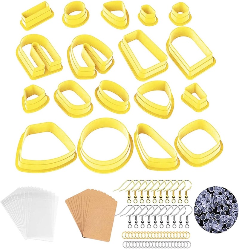 كلاراكو مجموعة قواطع طين البوليمر، 18 قاطعة طين لصنع مجوهرات طين البوليمر، قواطع أقراط من طين البلاستيك، أصفر - Image 2