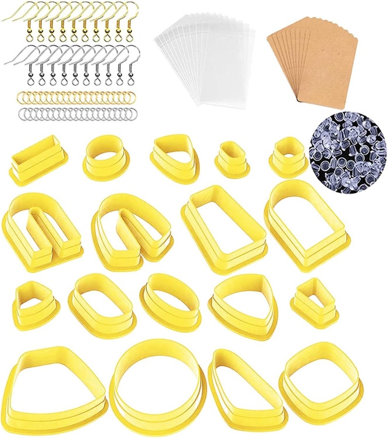كلاراكو مجموعة قواطع طين البوليمر، 18 قاطعة طين لصنع مجوهرات طين البوليمر، قواطع أقراط من طين البلاستيك، أصفر - Image 4