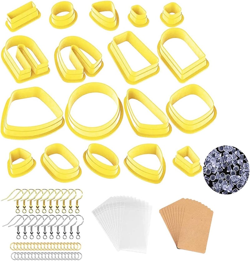 كلاراكو مجموعة قواطع طين البوليمر، 18 قاطعة طين لصنع مجوهرات طين البوليمر، قواطع أقراط من طين البلاستيك، أصفر - Image 1
