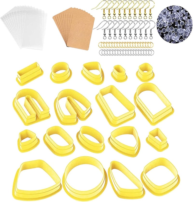 كلاراكو مجموعة قواطع طين البوليمر، 18 قاطعة طين لصنع مجوهرات طين البوليمر، قواطع أقراط من طين البلاستيك، أصفر - Image 3