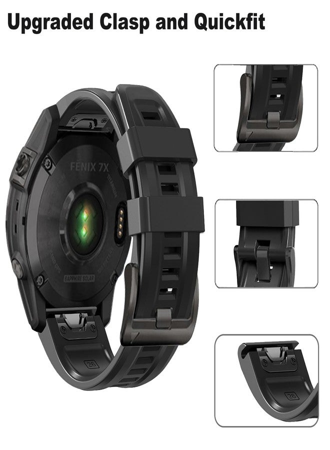 EXMRAT for Garmin Fenix 6x Pro Watch Band, 26mm Quickfit Silicone Sports Bands Strap for Fenix 7X 6X 5X Plus Fenix 3/3 HR Smartwatch (Black) - Image 3