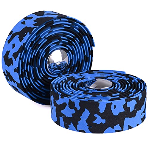 KINGOU Black & Blue Camouflage EVA Road Bike Handlebar Tape Bar Wraps - 2PCS Per Set - Image 1