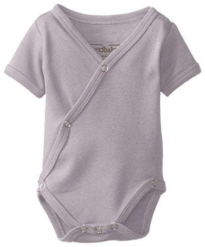 L'ovedbaby Unisex-Baby Newborn Organic Short-Sleeve Kimono Bodysuit, Lavender, 3/6 Months - Image 1