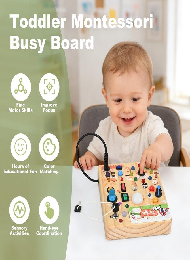 Dreamon Busy Board for Toddlers 1-3 - Montessori Educational Sensory Toy with 10 Switches & 19 Lights, Activity Board for Fine Motor Skills, Travel Toys for 1+ Year Old Boy & Girl Birthday Gift（Farm Theme） - Image 4