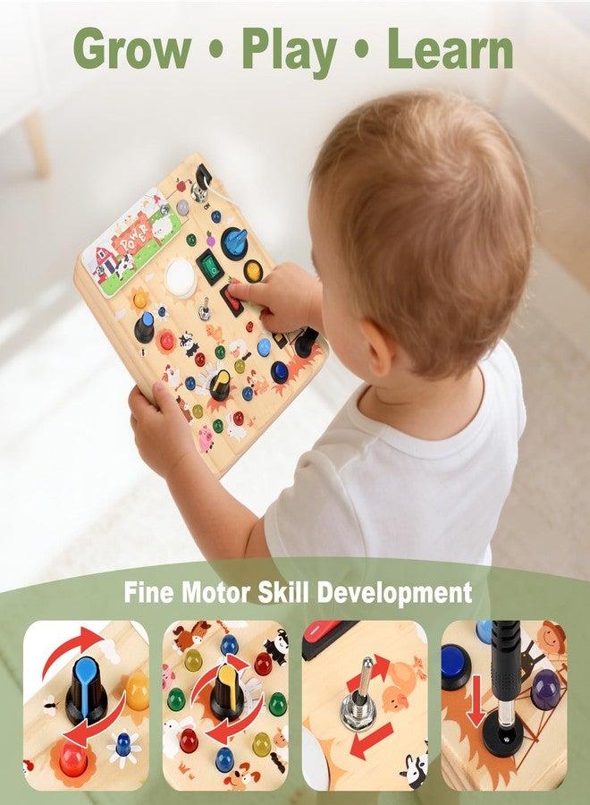 Dreamon Busy Board for Toddlers 1-3 - Montessori Educational Sensory Toy with 10 Switches & 19 Lights, Activity Board for Fine Motor Skills, Travel Toys for 1+ Year Old Boy & Girl Birthday Gift（Farm Theme） - Image 3