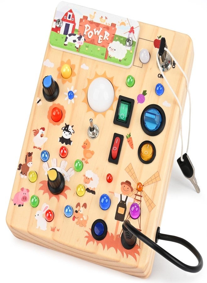 Dreamon Busy Board for Toddlers 1-3 - Montessori Educational Sensory Toy with 10 Switches & 19 Lights, Activity Board for Fine Motor Skills, Travel Toys for 1+ Year Old Boy & Girl Birthday Gift（Farm Theme） - Image 1
