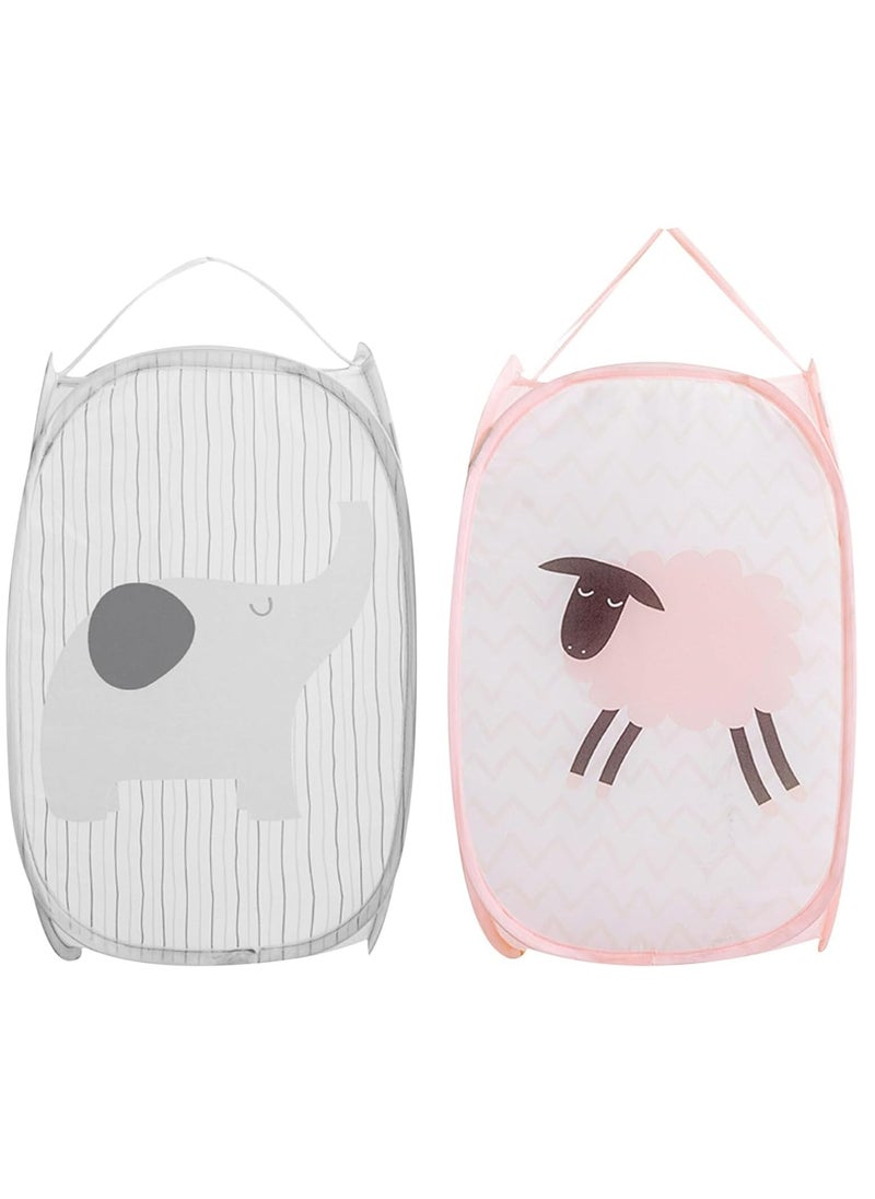 Oasisgalore - 2 Pack Foldable Mesh Laundry Baskets, 30x30x50 cm, with Handles, Pop-up Fabric Baskets for Laundry & Storage. - Image 1