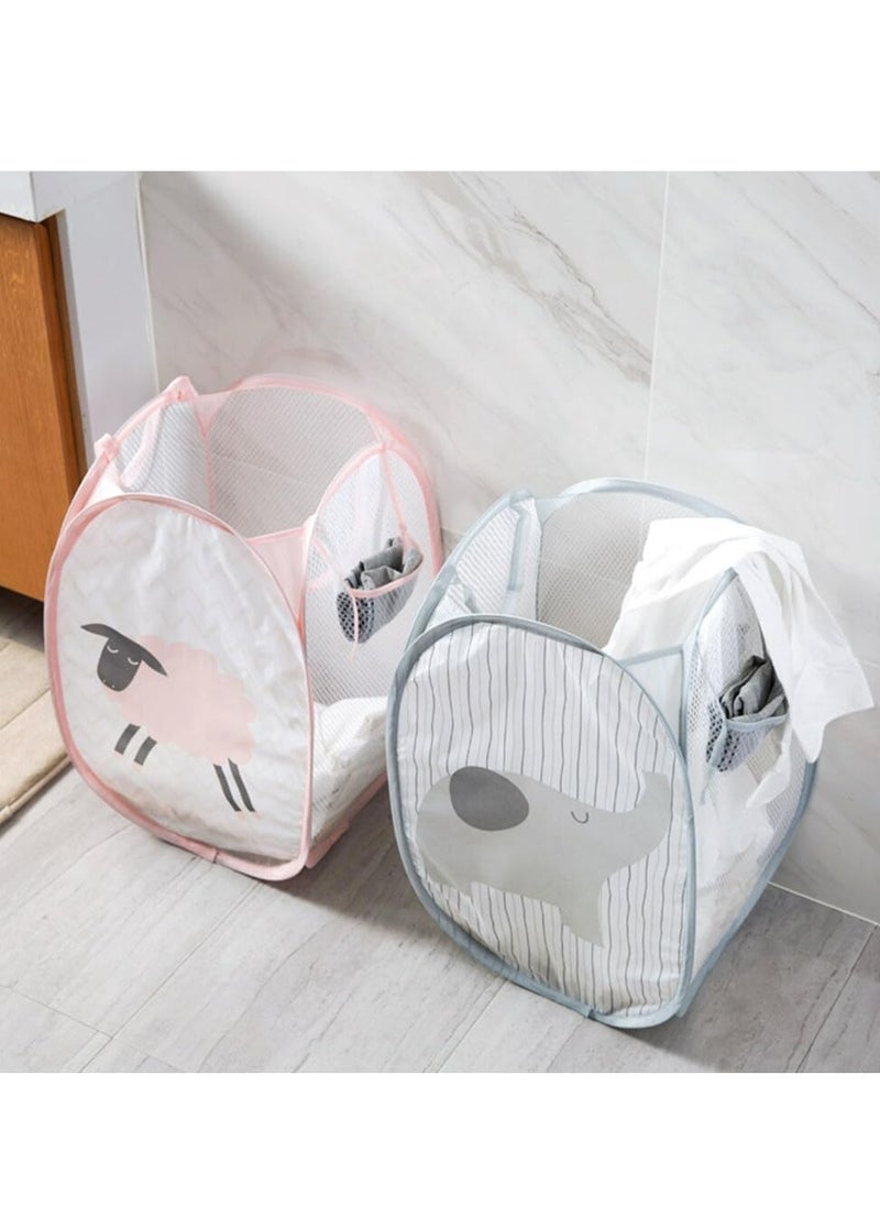 Oasisgalore - 2 Pack Foldable Mesh Laundry Baskets, 30x30x50 cm, with Handles, Pop-up Fabric Baskets for Laundry & Storage. - Image 1