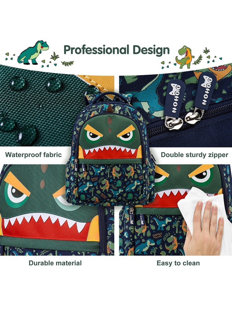 Nohoo حقيبة مدرسية للأطفال من Nohoo مقاس 16 بوصة مع حقيبة غداء كومبو دينو - أخضر - Image 4