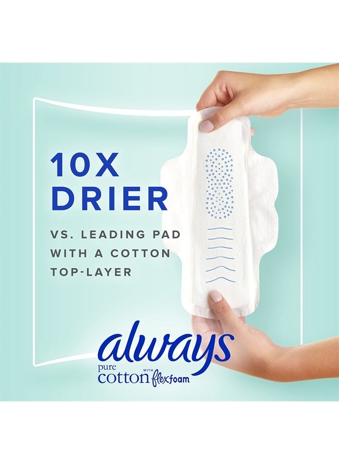 Pure Cotton Feminine Pads for Women, Size 3, Extra Heavy Flow, with wings, Unscented, Free of Dyes, Fragrances, and Chlorine Bleaching, 22 Count x 3 Packs (66 Count total)