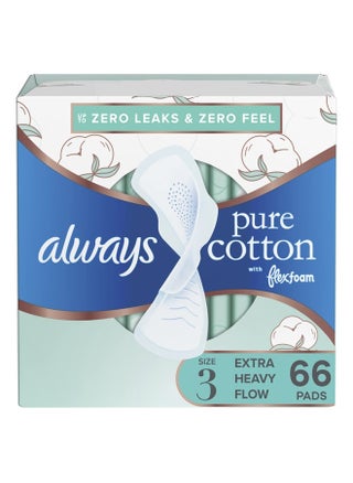 Pure Cotton Feminine Pads for Women, Size 3, Extra Heavy Flow, with wings, Unscented, Free of Dyes, Fragrances, and Chlorine Bleaching, 22 Count x 3 Packs (66 Count total) - pzsku/ZCEC22A5078ABAE0F91F9Z/45/_/1717035907/97629d8e-43dd-4f95-ac25-8ec38d2da54b