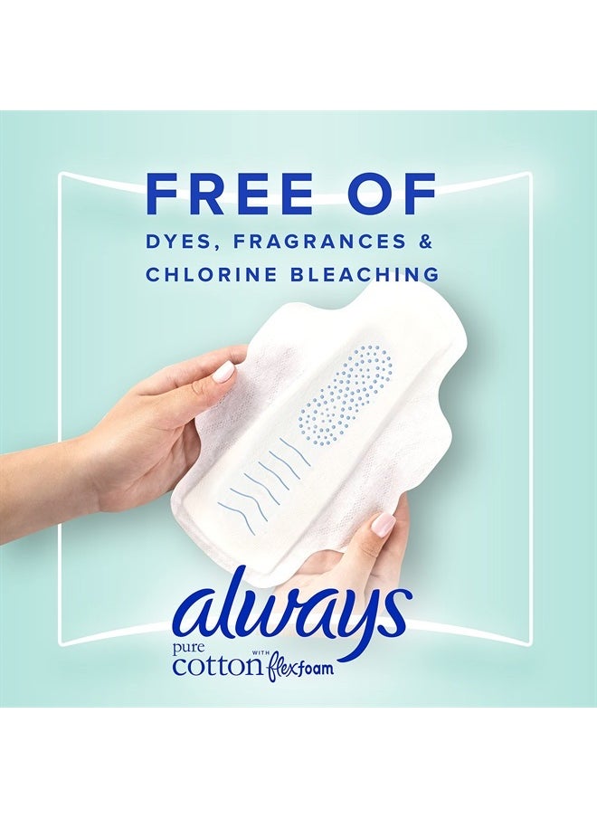 Pure Cotton Feminine Pads for Women, Size 3, Extra Heavy Flow, with wings, Unscented, Free of Dyes, Fragrances, and Chlorine Bleaching, 22 Count x 3 Packs (66 Count total)