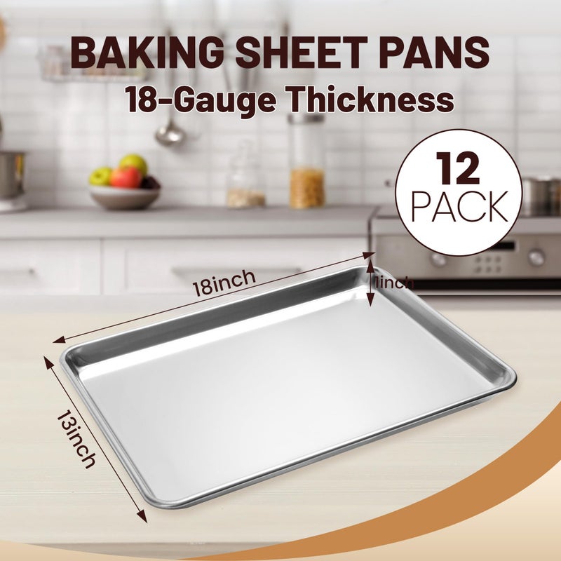 BIEAMA 12 Pack Half Size Baking Sheet Pan Aluminum Commercial Pan for Oven Freezer Bakery Hotel Restaurant 18" Ã— 13" - Image 2