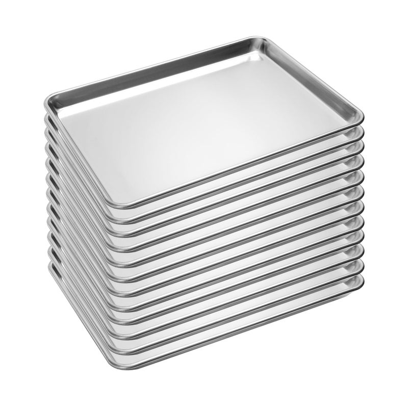 BIEAMA 12 Pack Half Size Baking Sheet Pan Aluminum Commercial Pan for Oven Freezer Bakery Hotel Restaurant 18" Ã— 13" - Image 1