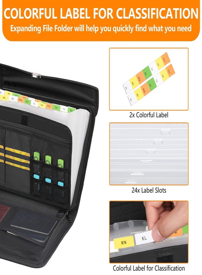 Hontom Accordion File Organizer,24 Pockets Fireproof Expanding File Folder with Multi Pockets,Portable Business Fireproof Storage Document Organizer Folder with Snap Closure for Documents and File - Image 5